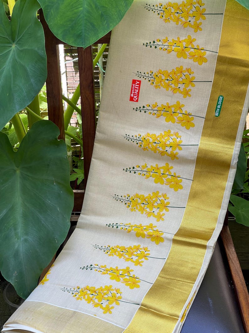 Kanikonna Kerala Kasavu Saree