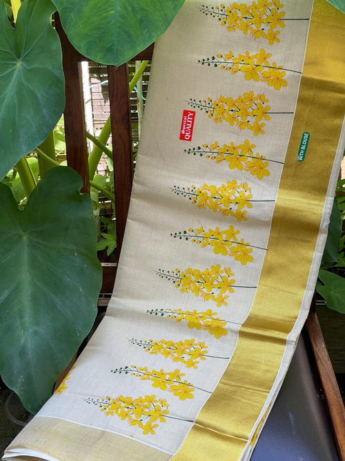 Kanikonna Kerala Kasavu Saree